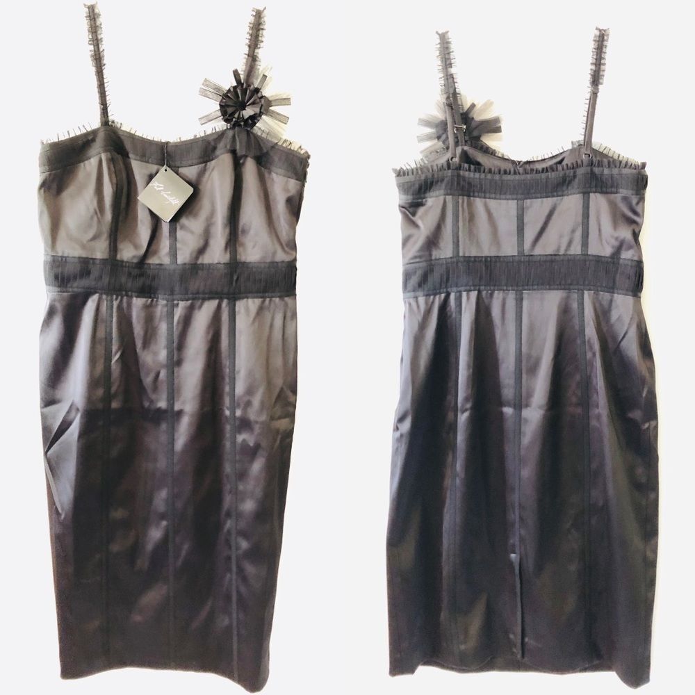 WHBM Spaghetti Strap LBD Tulle Wiggle Pencil Dress 10 NWT